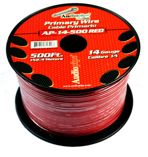 14 GA 500' Red Audiopipe Car Audio Home Primary Remote Wire