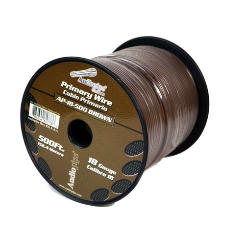 18 GA 500  Feet Brown Audiopipe Primary Power Wire Remote Car Audio Home