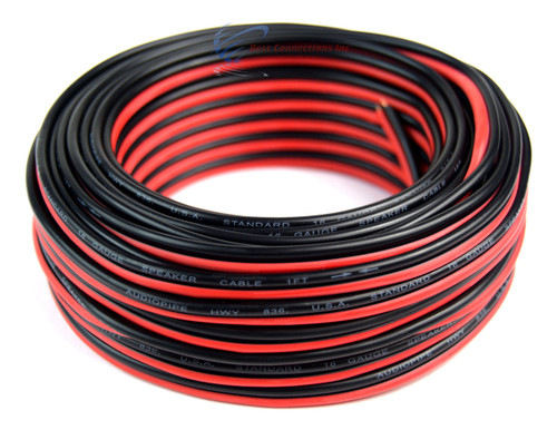 50 Feet 16 Gauge Zip Speaker Wire Red Black Stranded Copper Clad Power Ground
