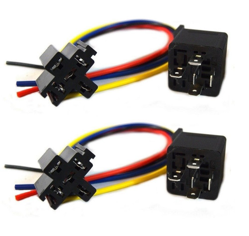2 Pack 5 Wire Relay Socket ERS-124 and (2) 40 Amp Relay Audiopipe Car Audio
