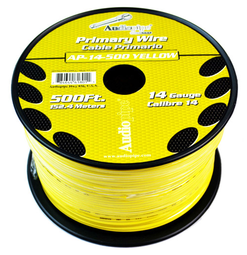 Audiopipe Yellow 500' Feet 14 Gauge Car Primary Power Cable Remote Wire Lead