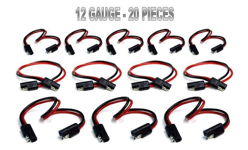 20 Pieces 12 Gauge 12" Quick Disconnect Power Cable Wire Harness