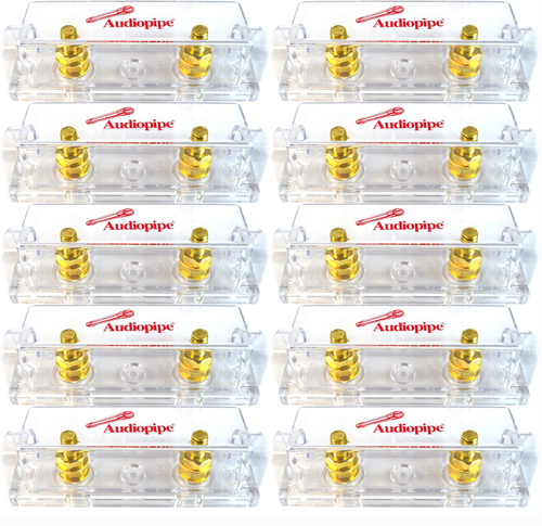 10 Pack of Audiopipe Heavy Duty ANE ANL 24 Kt Gold Finish Fuse Holder Block CQ-1100