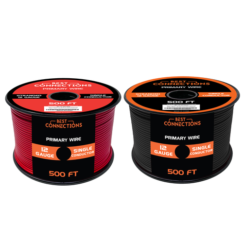 BEST CONNECTIONS 12 Gauge Automotive Primary Wire (Red & Black 500ft Each) Ideal for Trailers and Lighting Circuits | Durable Primary/Remote, Power/Ground Electrical Wiring