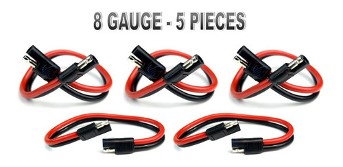 5 Pieces 8 Gauge 12" Quick Disconnect Polarized Inline Power Cable Wire Harness