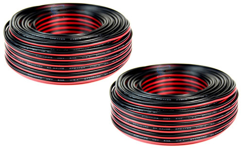2 Rolls 20 Gauge 100 Feet Red Black Speaker Wire Copper Clad CCA (200 FT total)