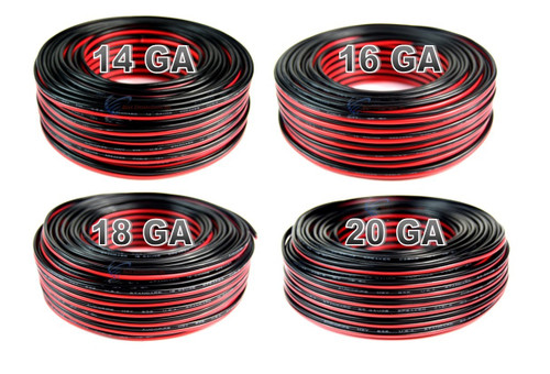 4 Pack 14, 16, 18, 20 gauge 100 Feet each Red Black Stranded Speaker Wire Zip