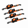 2" x 10' Retractable Ratchet Straps - Orange - Pack of 4