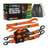 2" x 10' Retractable Ratchet Straps - Orange - Pack of 2