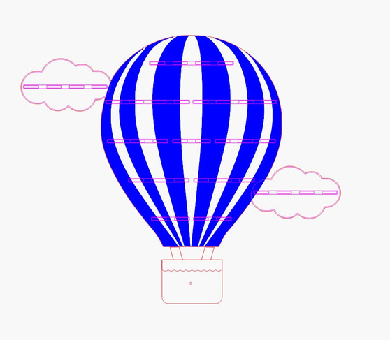 Large hot air balloon with clouds holds 46 tonies
