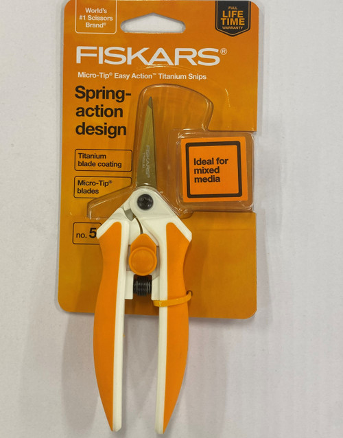 New FISKARS Easy Action Spring Design 10 Inch Fabric & Mixed Media Scissors