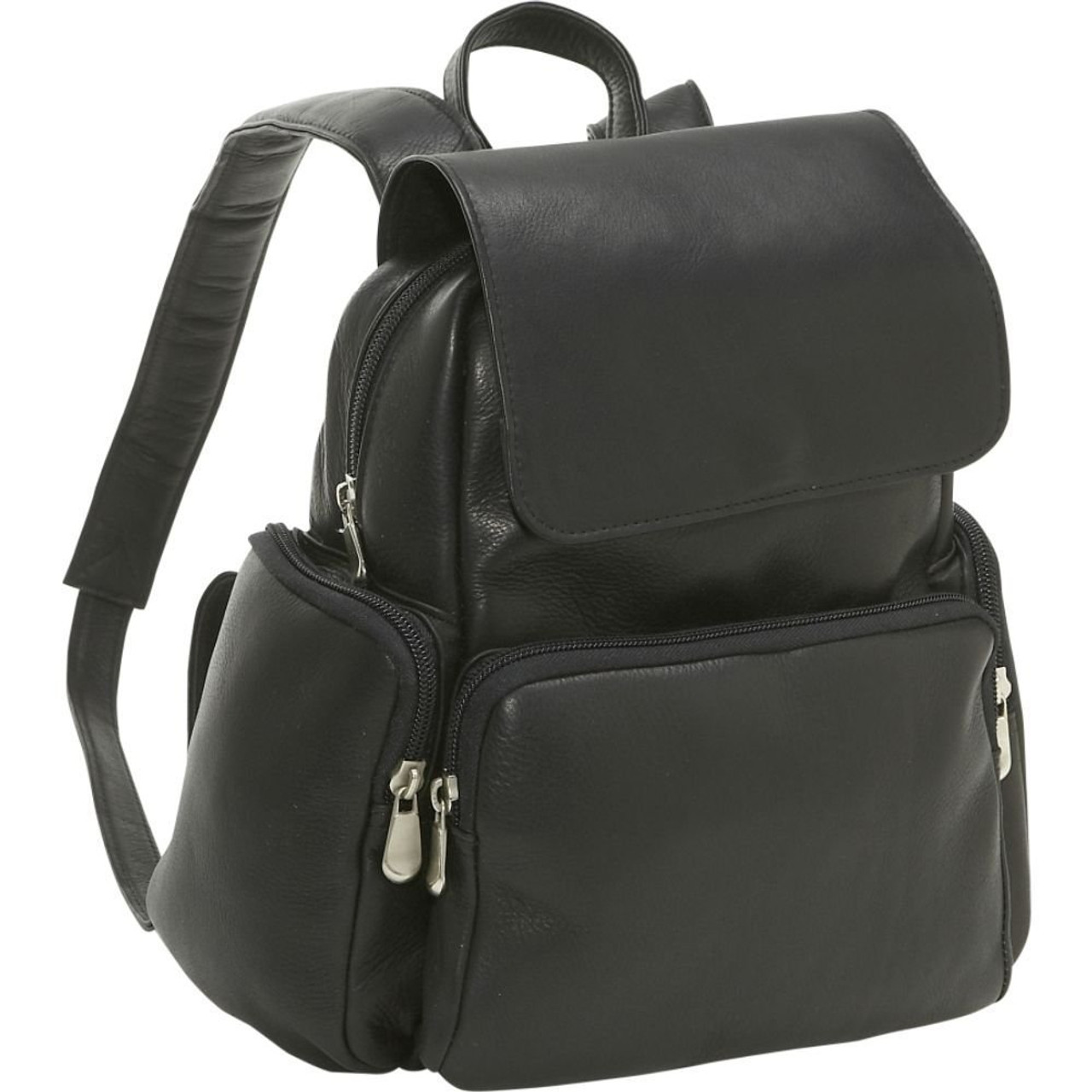 womens black leather backpack