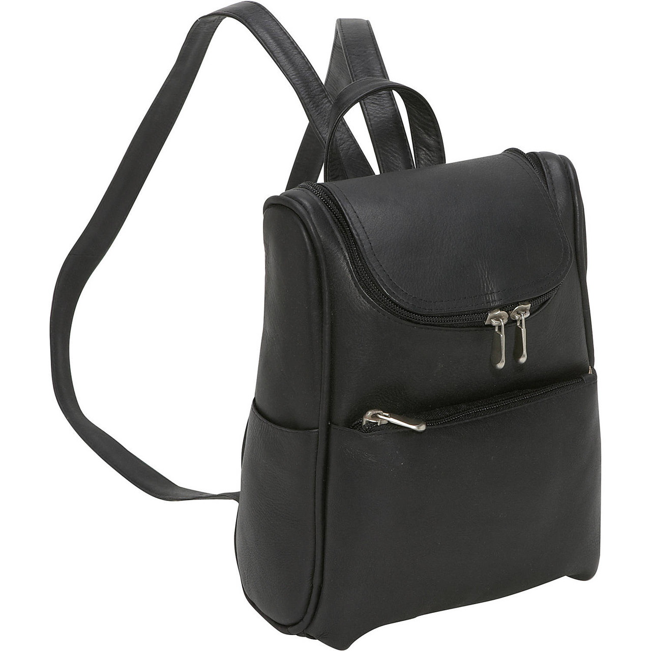 Le Donne Leather Women&s Multi Pocket Backpack; Black