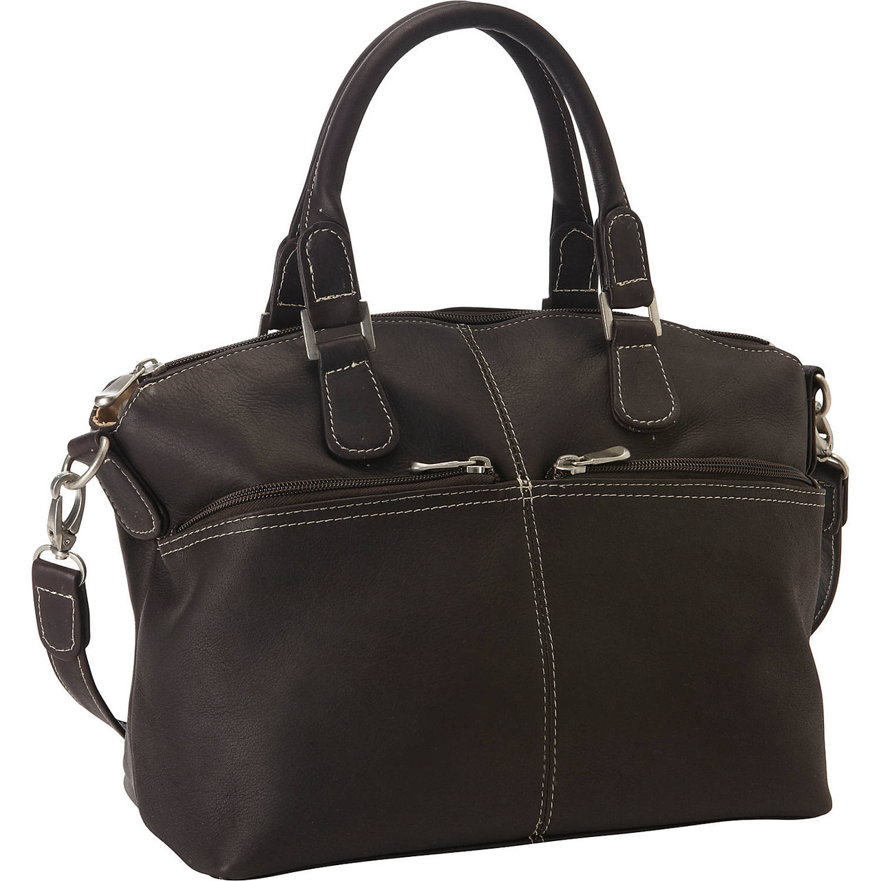 Reed Large Leather Belted Satchel - Black – leskinc