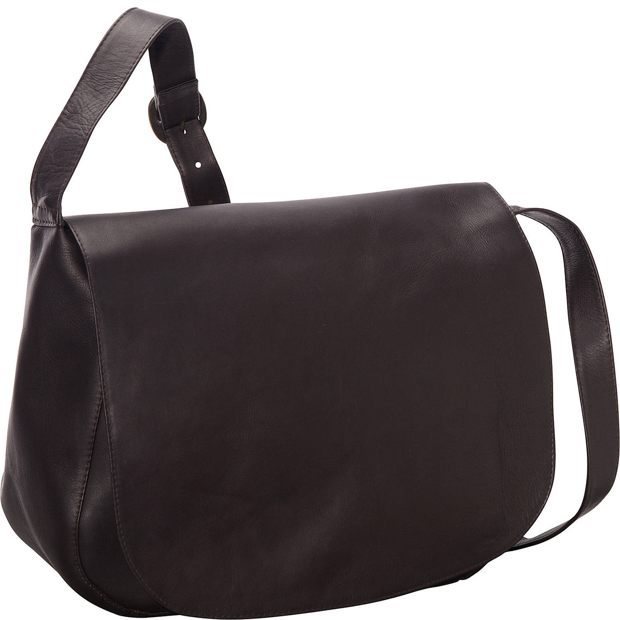 Black leather flap shoulder bag