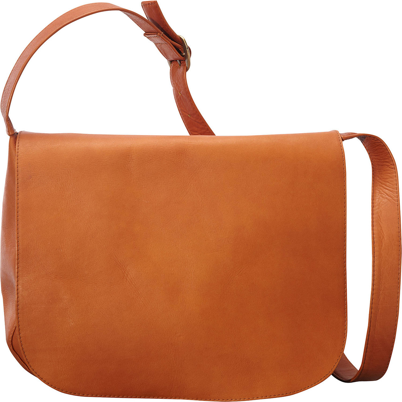 LeDonne Leather Classic Women's Full Flap Shoulder Bag - Tan