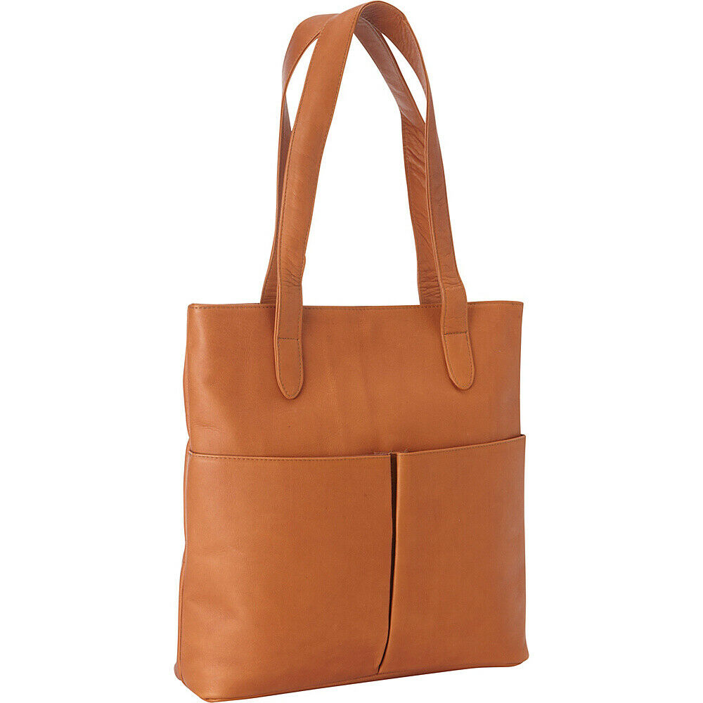 Destination Leather Tote Bag with Zipper