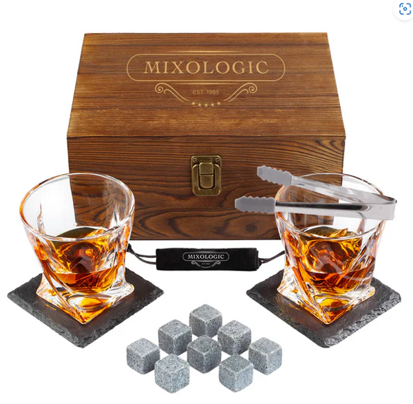 Set de Regalo con Vasos de Vidrio Vintage Swirl para Whisky