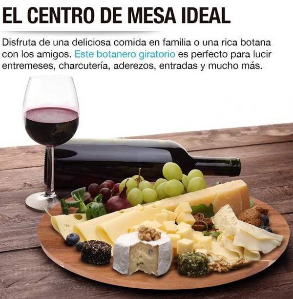 Lazy Susan Giratorio de Madera de Acacia 38 cm