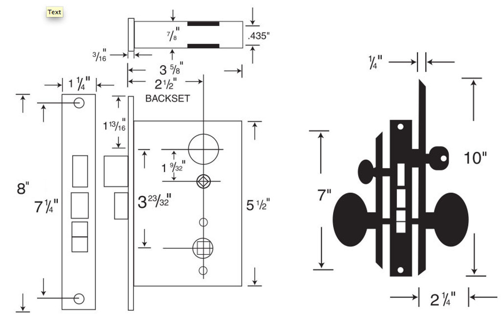 Marks Metro Mortise Lockset 91A/3-X 1-1/4" x 8" Faceplate