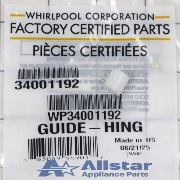 Part Number WP34001192 replaces  34001192