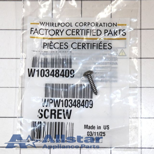Part Number WPW10348409 replaces  12990301,  3369051,  3369051D,  4344333,  61004314,  67004876,  67006831,  68001105,  68001196,  68001413,  M0203944,  M0211533,  M0221716,  M0221718,  M0222416,  M0222429,  M0237921,  M0238019,  R0213233,  R0900001,  R9800539,  W10348409,  Y01000700,  Y07717600