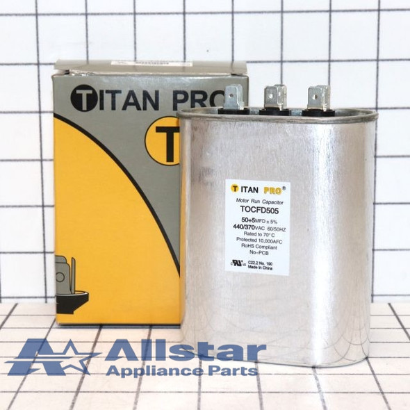 TOCFD505 Titan Pro Oval Dual Motor Run Capacitor 50/5 MFD (440/370V)