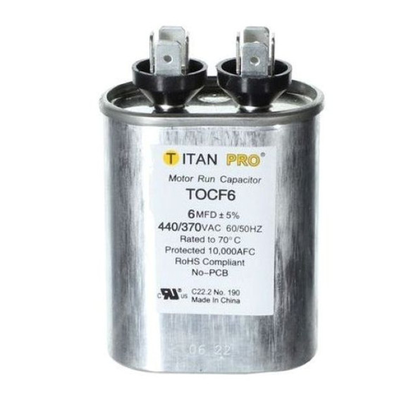 TOCF6 Titan Pro Oval Motor Run Capacitor 6 MFD (440/370V)