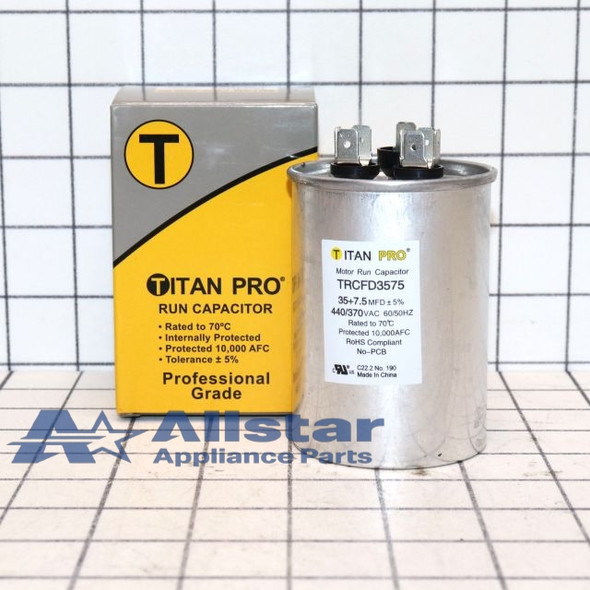 TRCFD3575 Titan Pro Round Dual Motor Run Capacitor 35/7.5 MFD (440/370V)