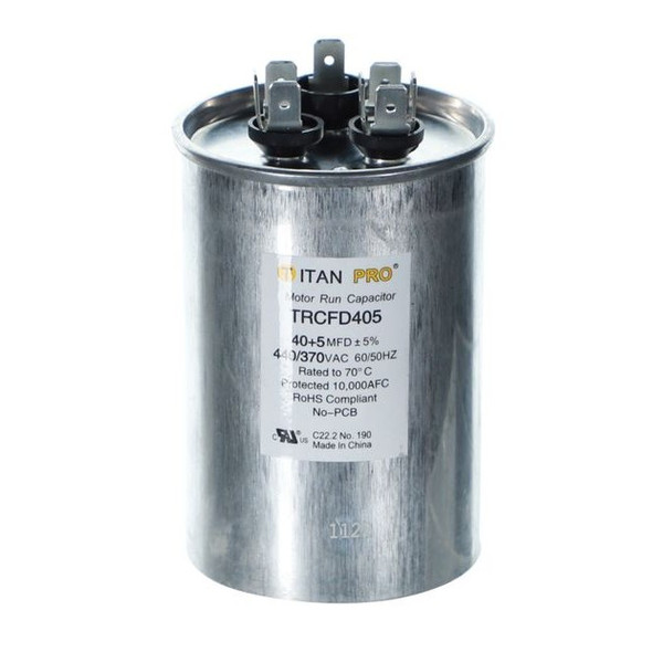 TRCFD405 Titan Pro Round Dual Motor Run Capacitor 40/5 MFD (440/370V)