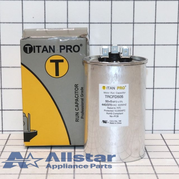 TRCFD505 Titan Pro Round Dual Motor Run Capacitor 50/5 MFD (440/370V)