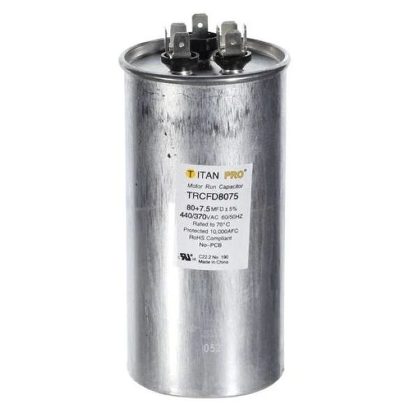 TRCFD8075 Titan Pro Round Dual Motor Run Capacitor (440/370V)