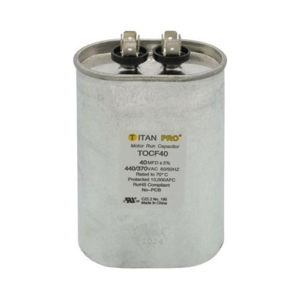 TOCF40 Titan Pro Oval Motor Run Capacitor 40 MFD (440/370V)