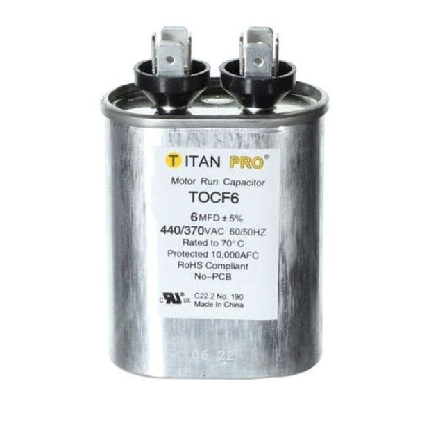 TOCF6 Titan Pro Oval Motor Run Capacitor 6 MFD (440/370V)