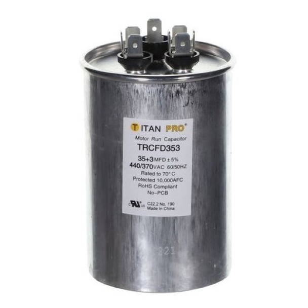 TRCFD353 Titan Pro Round Dual Motor Run Capacitor 35/3 MFD (440/370V)