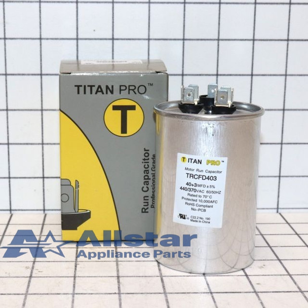 TRCFD403 Titan Pro Round Dual Motor Run Capacitor 40/3 MFD (440/370V)