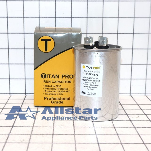 TRCFD4575 Titan Pro Round Dual Motor Run Capacitor 45/7.5 MFD (440/370V)