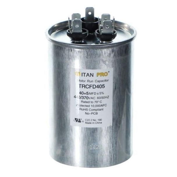 TRCFD405 Titan Pro Round Dual Motor Run Capacitor 40/5 MFD (440/370V)