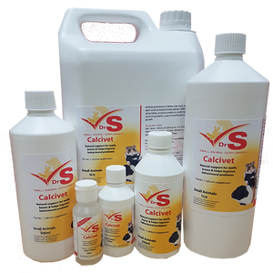 Liquid calcium supplement for healthy teeth and bones in small animals. Liquid calcium supplement for healthy teeth and bones in small animals.