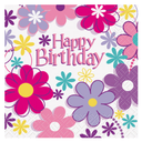happy birthday blossoms small paper napkins 16-count
