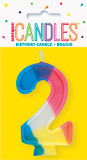 Birthday Rainbow Candle Number 2 Cake Topper