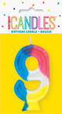 Birthday rainbow candle number 9 cake topper for parties