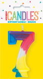 Rainbow number 7 birthday candle cake topper