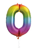 34" Rainbow Foil Balloon Number 0