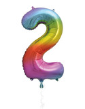 Giant Rainbow Number 2 Foil Balloon - 34 Inch Birthday Decoration