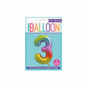 Large rainbow number 3 foil balloon for birthday decoration