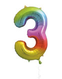 34" Rainbow Foil Balloon Number 3