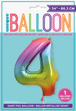 34" Rainbow Foil Balloon Number 4