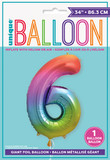 34" Rainbow Foil Balloon Number 6