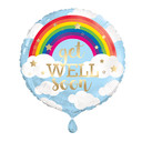 Get Well Soon Rainbow balloon with funny faces.